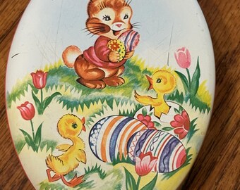 Vintage Oval Bunny Tin