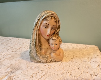 Vintage Madonna and Child Figurine Religious Decor