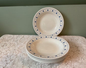 Vintage Soup or Salad Bowls Set of 5 bowls Blue Hearts Oxford Made in Brazil