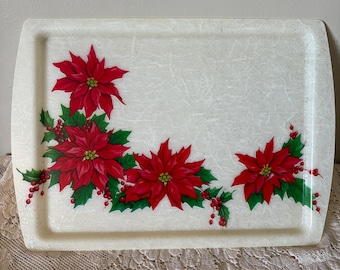 Vintage Fiberglass Poinsettia Serving Tray