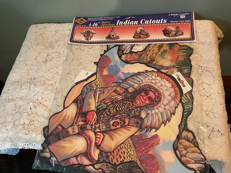 Vintage Beistle Co Native American Cut Outs Table Decor Two Sided 1996 ...