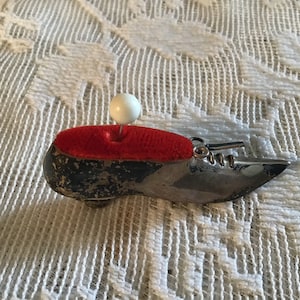 Antique Miniature Shoe Pincushion Silver Shoe Pincushion