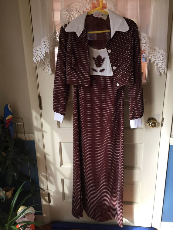 Vintage Jerell Maxi Dress Brown and White Maxi Dre