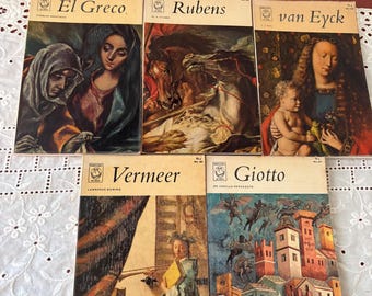 Vintage Series of 5 Art Books Van Eyck Rubens El Greco Vermeer Giotto