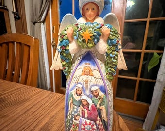 Vintage Jim Shore Night Devine Winter Angel Statue