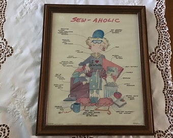 Vintage Framed Sewing Poster By TLC Greetings McCall Pattern Co