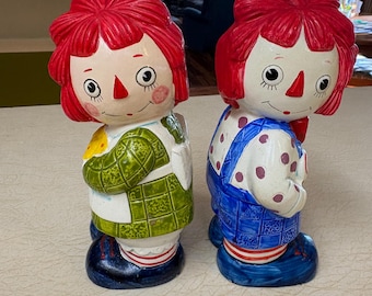 Vintage Raggedy Ann and Andy Bookends