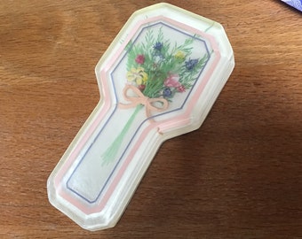 Vintage Acrylic Resin Spoon Rest Floral Spoon Rest Pink and Green