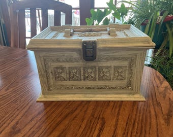 Vintage Sewing Box, Max Klein Kitschy White Craft Box, Treasure