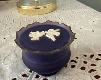 Vintage Purple Sachet Jar With Doves Avon Rapture Cream Jar