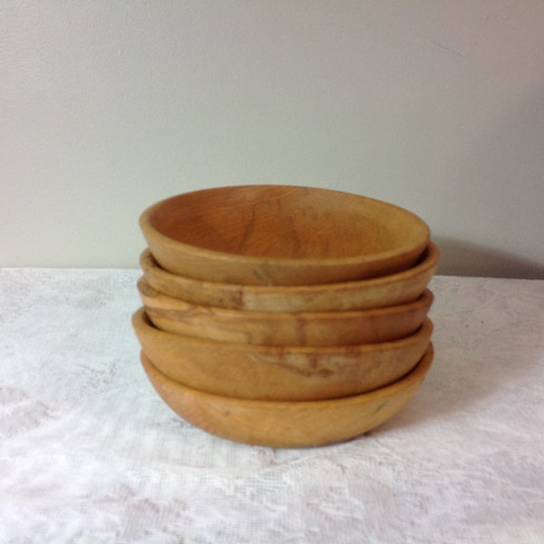 Vintage Wood Salad Bowls 5 Wood Salad Bowls Marked Japan