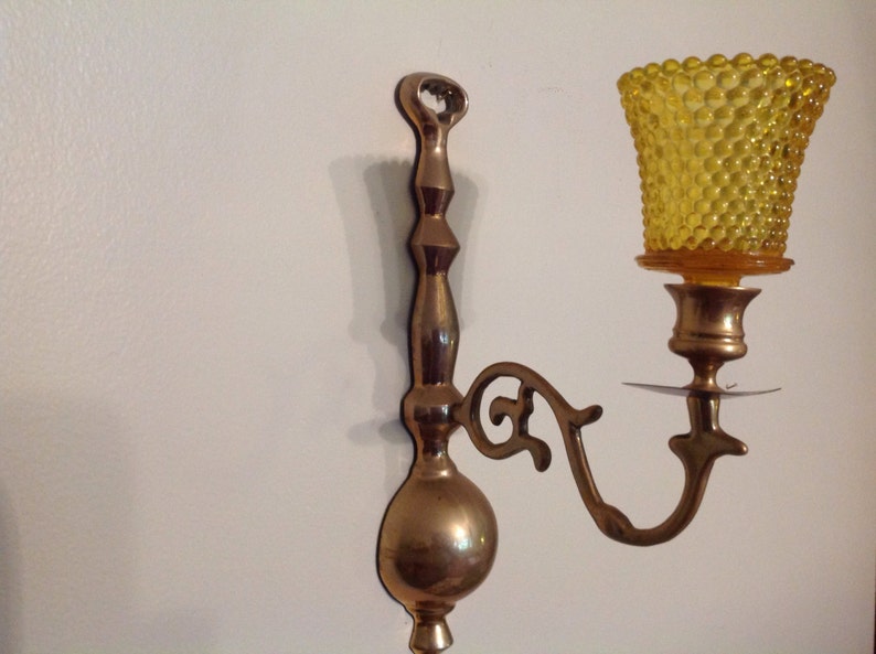Vintage Decorative Brass Wall Sconce Votive Candle Holder
