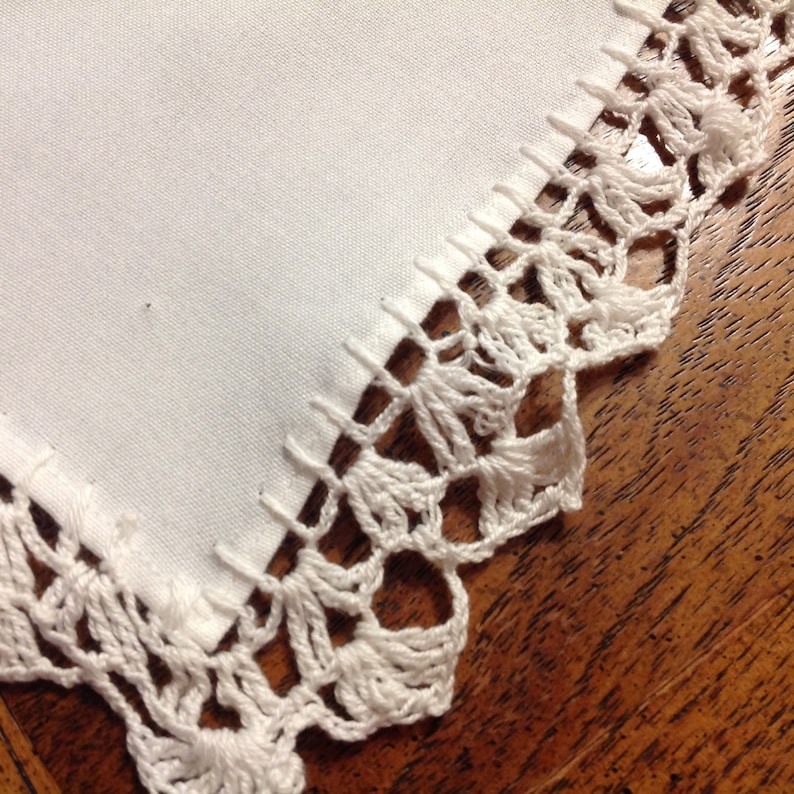 Beautiful  Table Scarf Doilie Embroidered with Crochet Edges