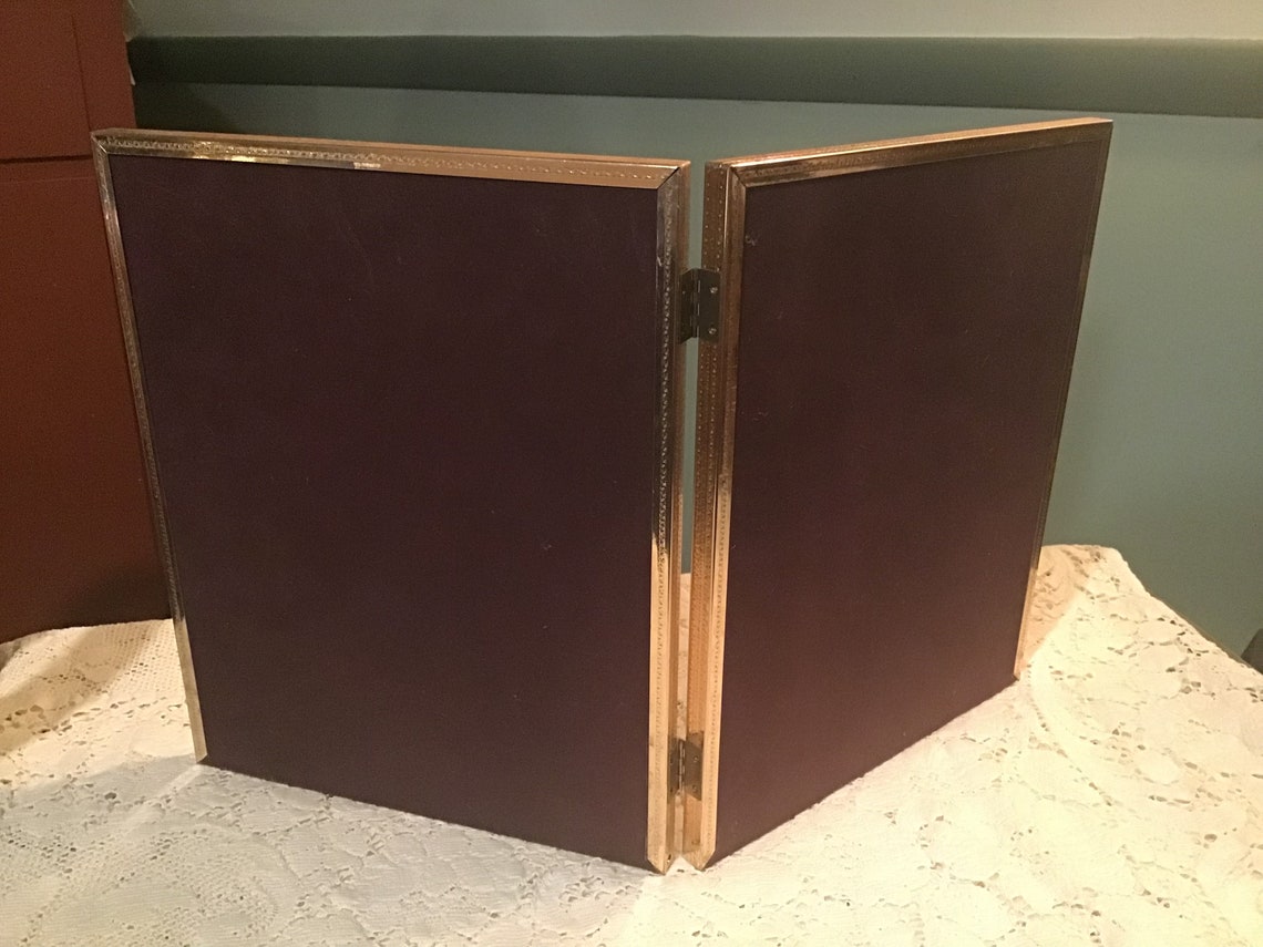 Vintage Gold Metal Bi Fold Picture Frame 8 X 10 Picture Frame Hinged ...