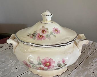 Vintage Homer Laughlin Floral Sugar Bowl Virginia Rose