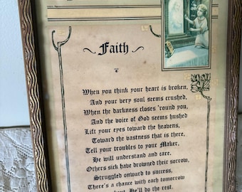 Vintage Faith Wall Plaque  Religious Home Decor Faith Prayer