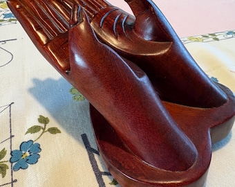 Hand Carved Hands with Heart Shaped Base