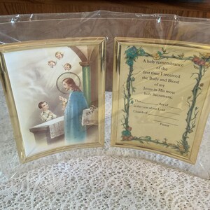 Vintage Communion Picture Frame Curved Acrilic Frame Communion Remembrance