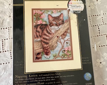 Vintage Dimensions Counted Cross Stitch Kit Napping Kitten