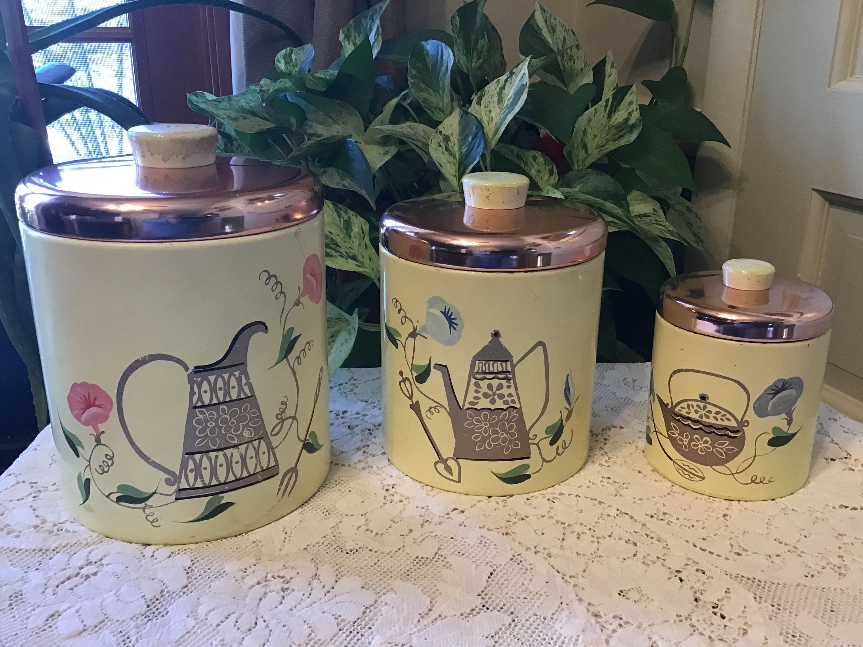 RANSBURG ランズバーグ キャニスター 缶 6点セット 黄色 花 RANSBURG ランズバーグ キャニスター 缶 6点セット 黄色 花