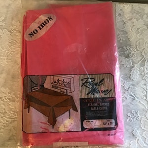 Vintage Pink Vinyl Tablecloth Flannel Back Royal Manor Vinyl Tablecloth NOS