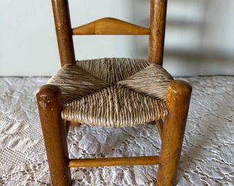 Vintage Ladder Back Wood Miniature Doll Chair