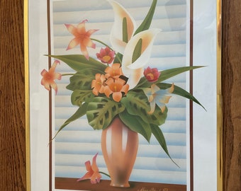 Vintage Mary Blunk Preczewski Framed Print Air Brush Print Floral Air Brush