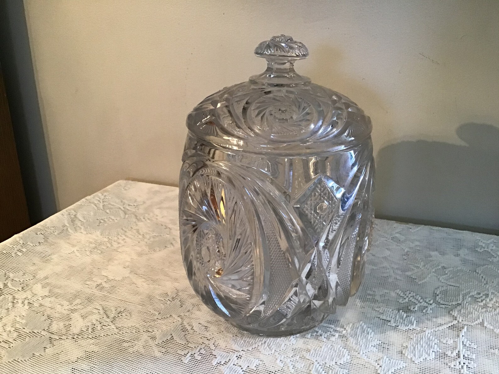 Vintage Glass Cookie Jar Crystal Cookie Jar / Biscuit Jar / Etsy