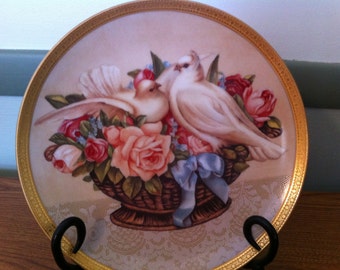 Gloria Vanderbilt Collector Plate Love Birds Romance in Bloom 1992 Dove Plate