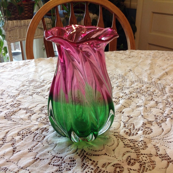 Vintage Pink and Green Vase Swirl Vase by Teleflora