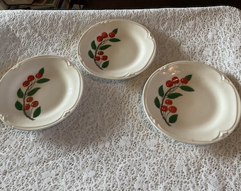 Vintage Knowles China Cherry Bread and Butter Plates / Dessert Plates Edwin Knowles China