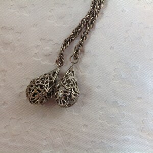 Interlocking Filigree Slider Vintage Silvertone Filigree Slider Necklace Teardrop Slide Necklace ...