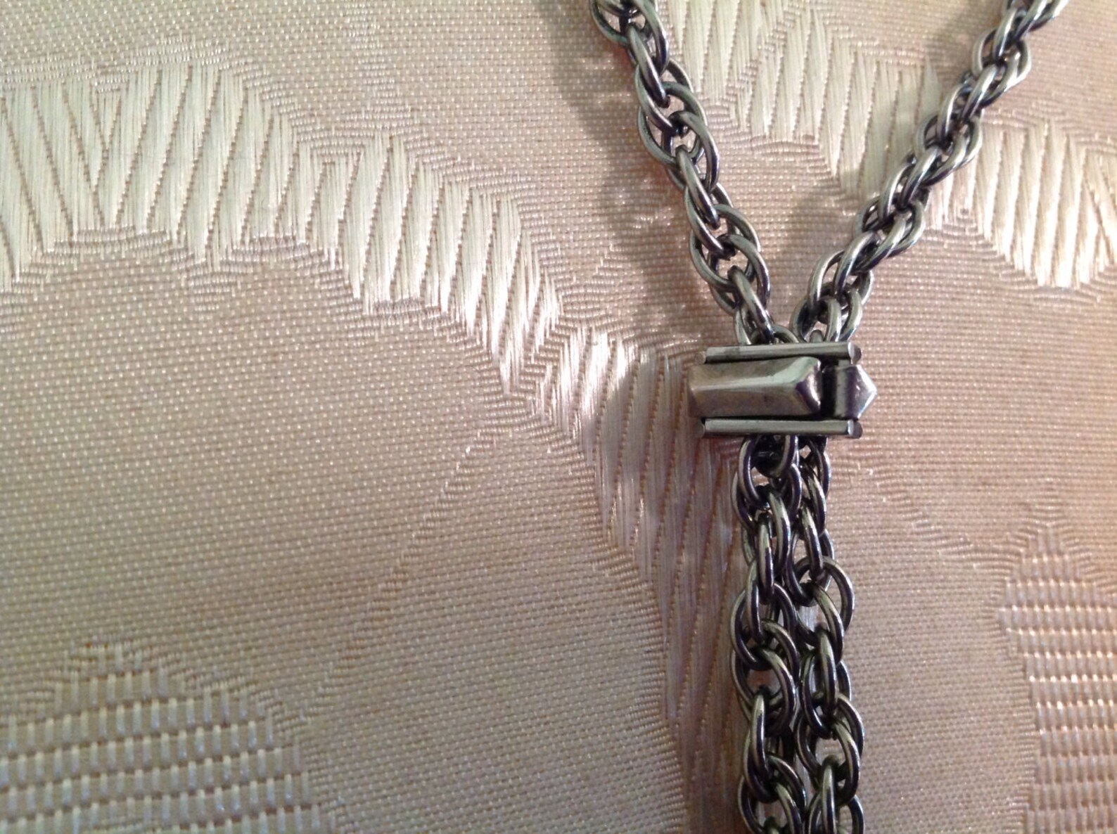Interlocking Filigree Slider Vintage Silvertone Filigree Slider Necklace Teardrop Slide Necklace ...