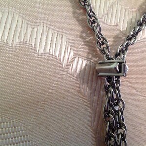 Interlocking Filigree Slider Vintage Silvertone Filigree Slider Necklace Teardrop Slide Necklace ...