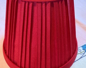 Red Pleated Mini Fabric Clip On Lamp Shade