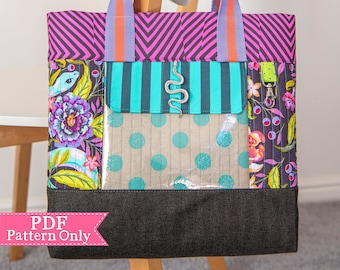 NEW! Wrap Around Tote PDF Pattern, Sewing Pattern, PDF Sewing Patterns, Instant Download, Handmade Tote Bag, Handbag, Craft Tote, Church Bag
