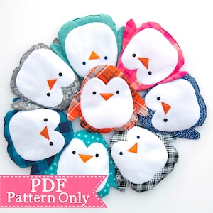 Modèle PDF de sac de riz pingouin, patron de couture, chauffe-mains, idée cadeau cousu main, téléchargement immédiat, coussin chauffant