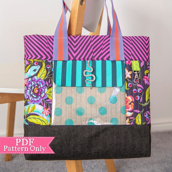 NEW! Wrap Around Tote PDF Pattern, Sewing Pattern, PDF Sewing Patterns, Instant Download, Handmade Tote Bag, Handbag, Craft Tote, Church Bag