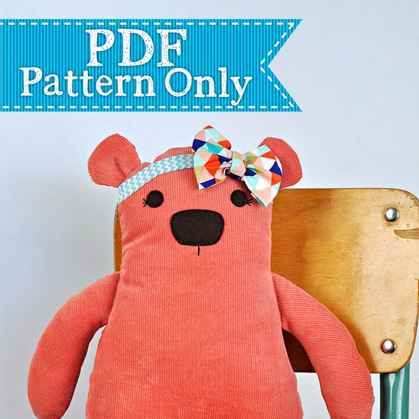Debonair Bear PDF Pattern, Sewing Pattern, Teddy Bear PDF Sewing Patterns, Instant Download, Softie Pattern, Stuffed Animal Bear How To