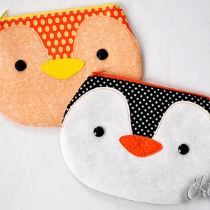 Bird or Penguin Zippy Critter PDF Pattern, Sewing Pattern, PDF Sewing Pattern, Handmade Sewn Gift Idea, Instant Download, Cute Zipper Pouch image 2