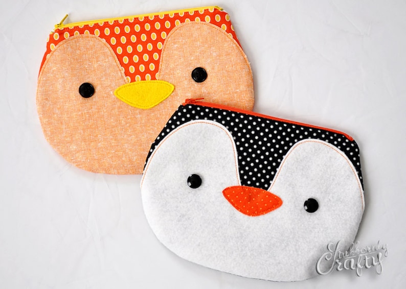 Bird or Penguin Zippy Critter PDF Pattern, Sewing Pattern, PDF Sewing Pattern, Handmade Sewn Gift Idea, Instant Download, Cute Zipper Pouch image 2