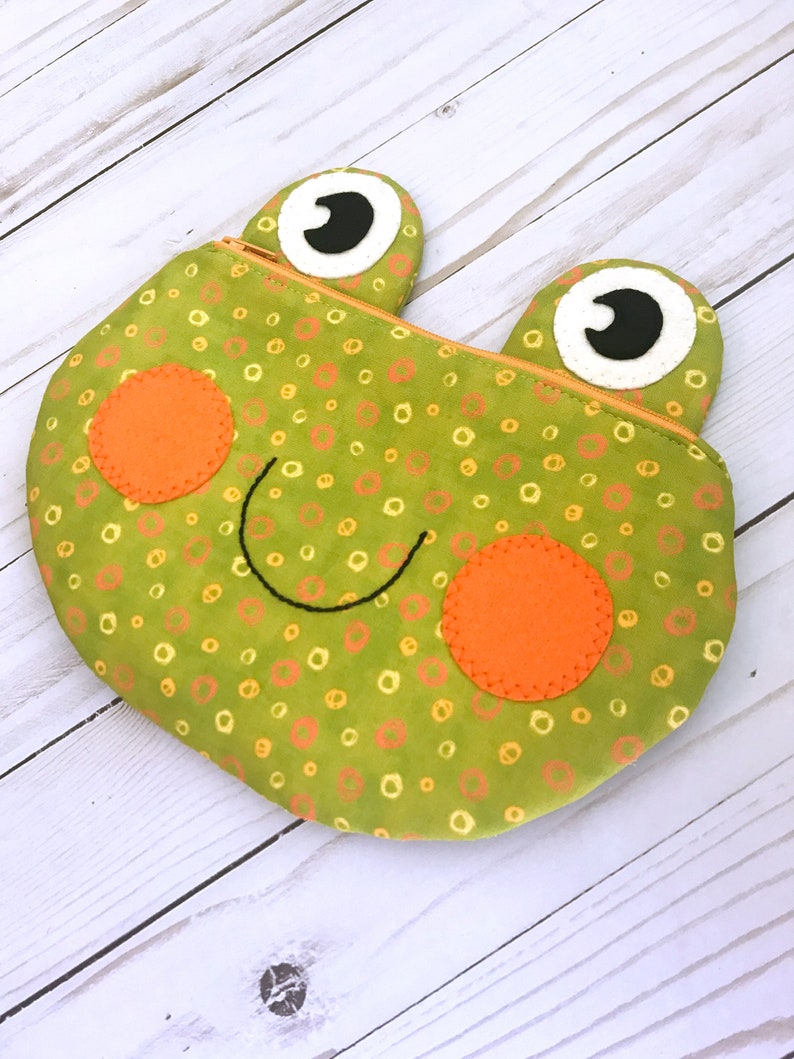 Grenouille Zippy Critter PDF Pattern, Patron de couture, Fournitures scolaires, Idée cadeau cousue à la main, Téléchargement instantané, Grenouille mignonne Pochette image 6