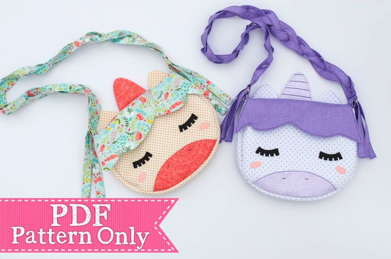 Unicorn Purse PDF Pattern, Sewing Pattern, PDF Sewing Patterns, Instant Download, Little Girls Purse, Magical Unicorn Birthday Party Gift image 1