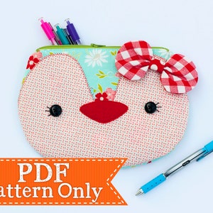 Bird or Penguin Zippy Critter PDF Pattern, Sewing Pattern, PDF Sewing Pattern, Handmade Sewn Gift Idea, Instant Download, Cute Zipper Pouch image 1