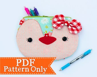 Bird or Penguin Zippy Critter PDF Pattern, Sewing Pattern, PDF Sewing Pattern, Handmade Sewn Gift Idea, Instant Download, Cute Zipper Pouch