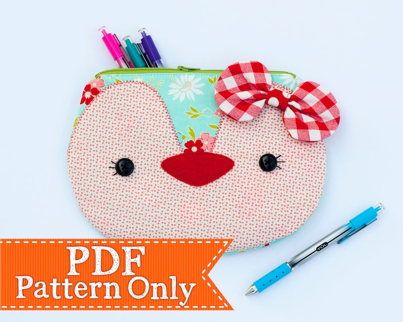 Bird or Penguin Zippy Critter PDF Pattern, Sewing Pattern, PDF Sewing Pattern, Handmade Sewn Gift Idea, Instant Download, Cute Zipper Pouch image 1