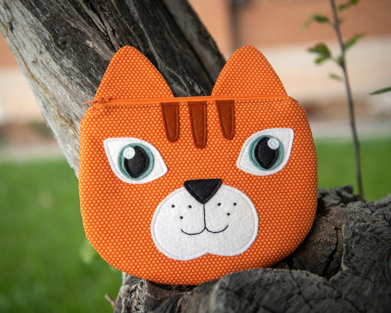 Kitty Cat Zippy Critter PDF Pattern, Sewing Pattern, School Supplies, Handmade Sewn Gift Idea, Instant Download, Cute Zipper Pouch image 2