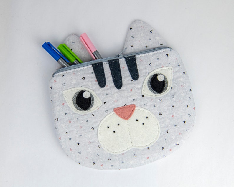 Kitty Cat Zippy Critter PDF Pattern, Sewing Pattern, School Supplies, Handmade Sewn Gift Idea, Instant Download, Cute Zipper Pouch image 7