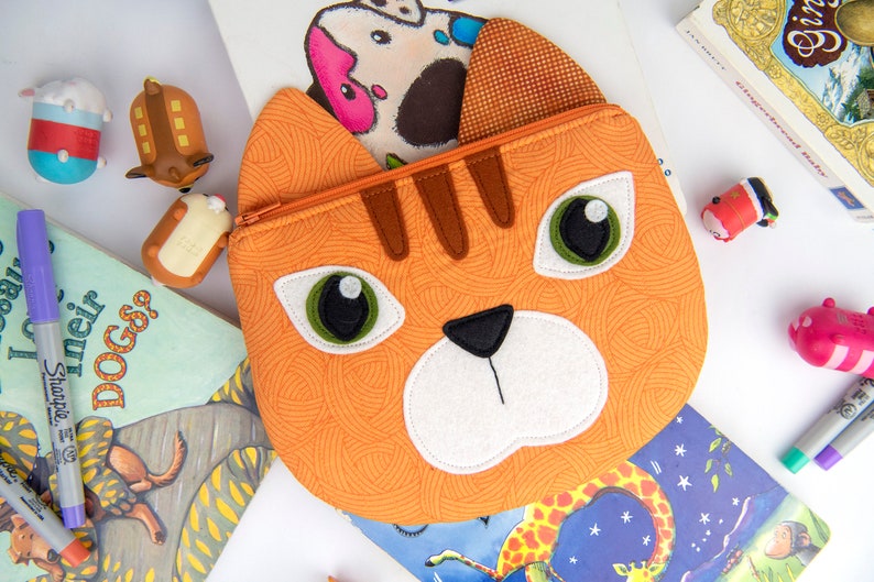 Kitty Cat Zippy Critter PDF Pattern, Sewing Pattern, School Supplies, Handmade Sewn Gift Idea, Instant Download, Cute Zipper Pouch image 9