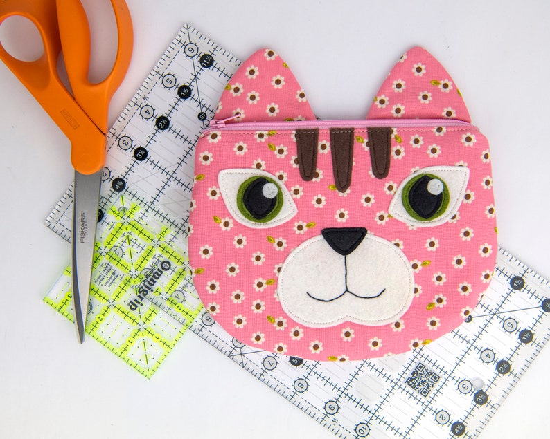 Kitty Cat Zippy Critter PDF Pattern, Sewing Pattern, School Supplies, Handmade Sewn Gift Idea, Instant Download, Cute Zipper Pouch image 4